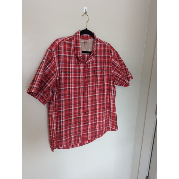G.H. Bass & Co Red Plaid Work Casual Button Down Short XL - Picture 2 of 6